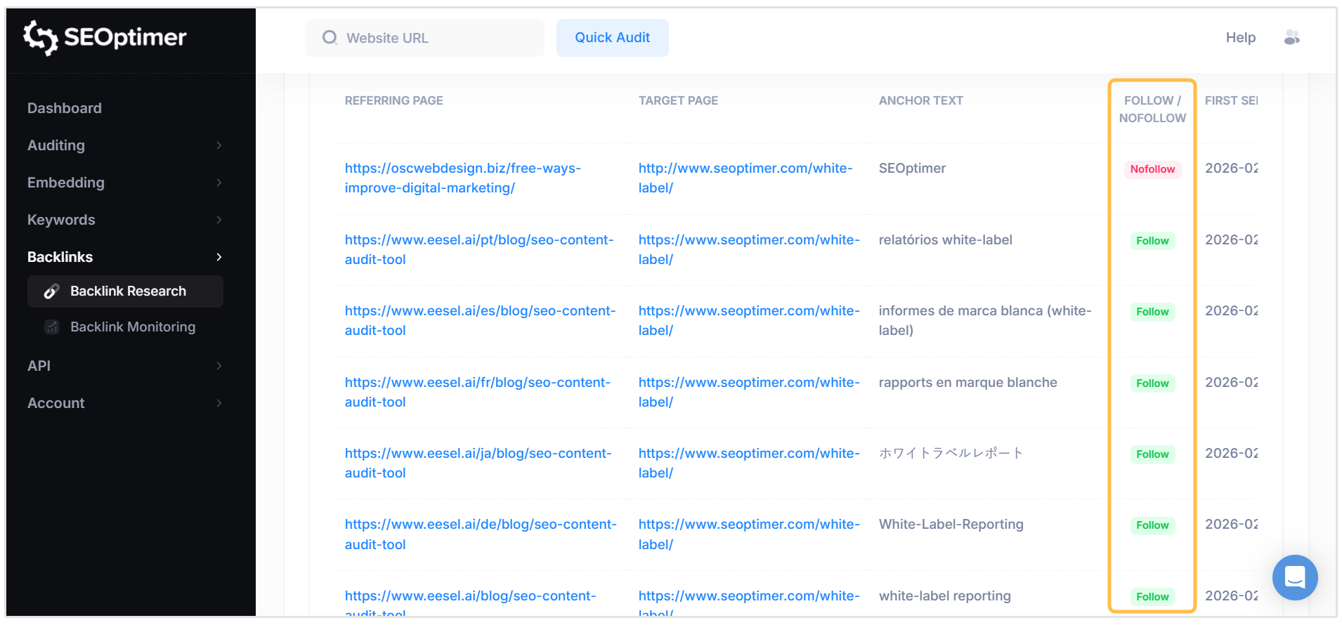 See dofollow and nofollow links